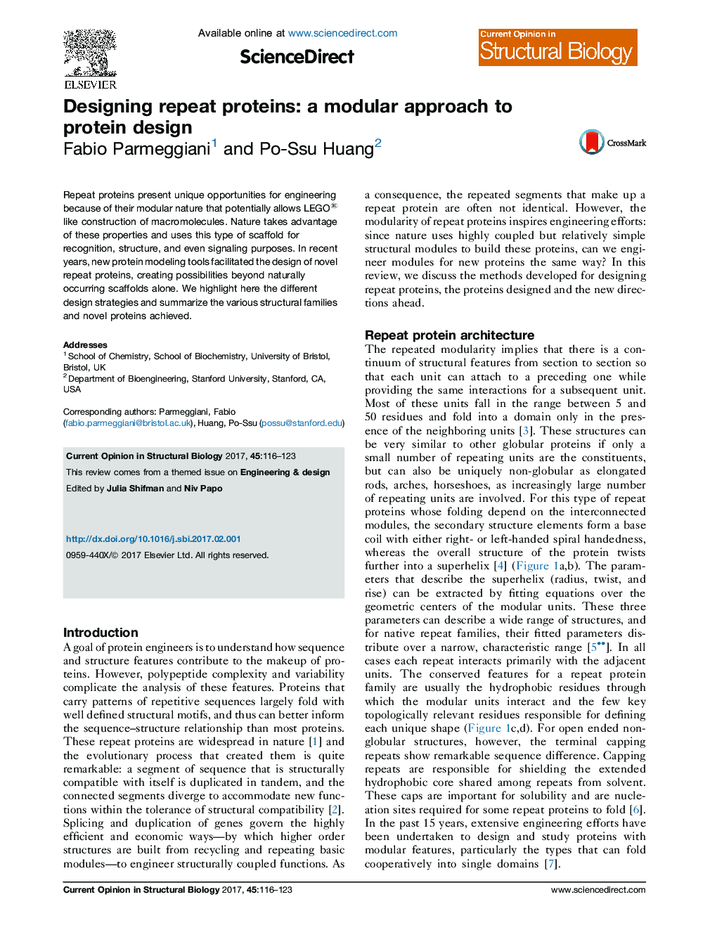 Designing repeat proteins: a modular approach to protein design