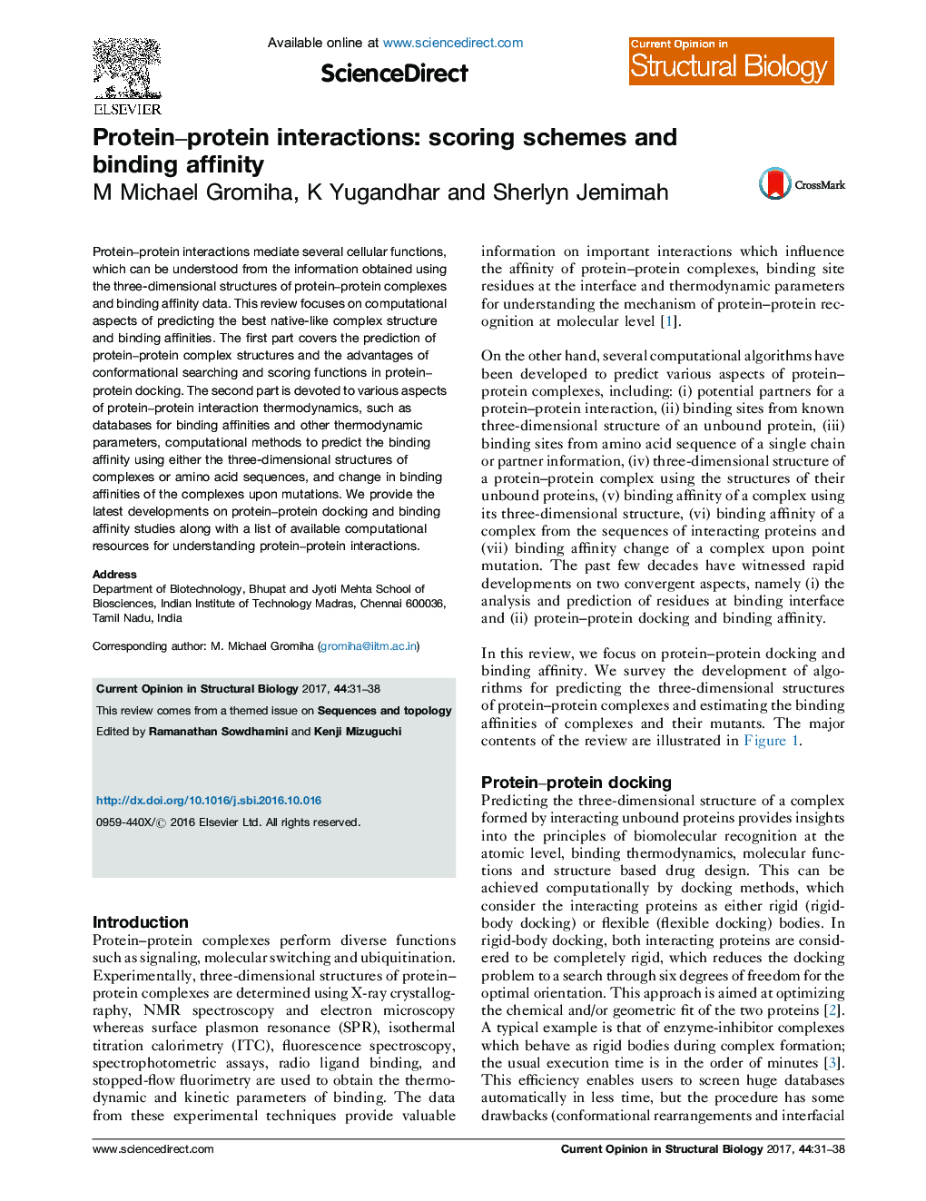 Protein-protein interactions: scoring schemes and binding affinity