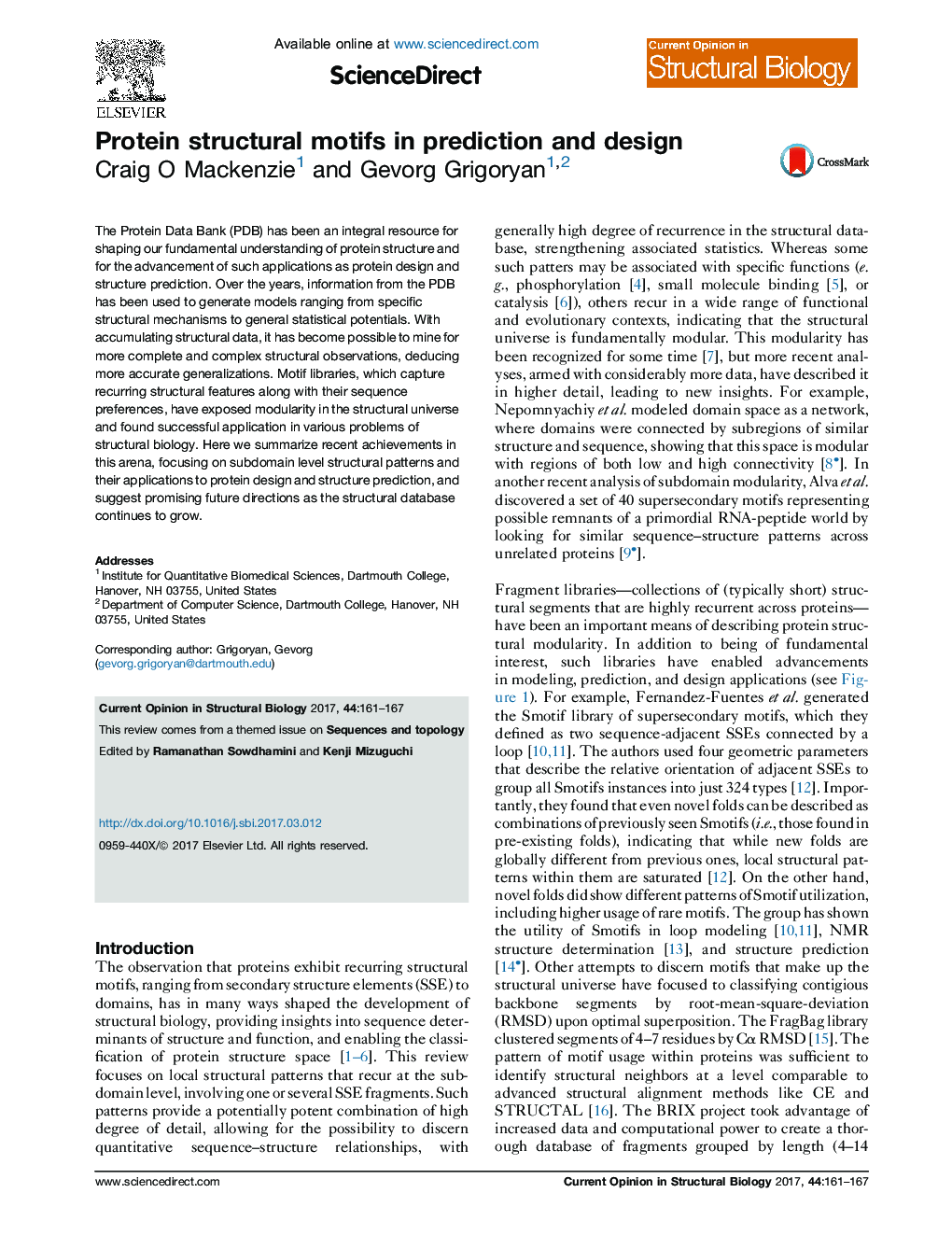 Protein structural motifs in prediction and design