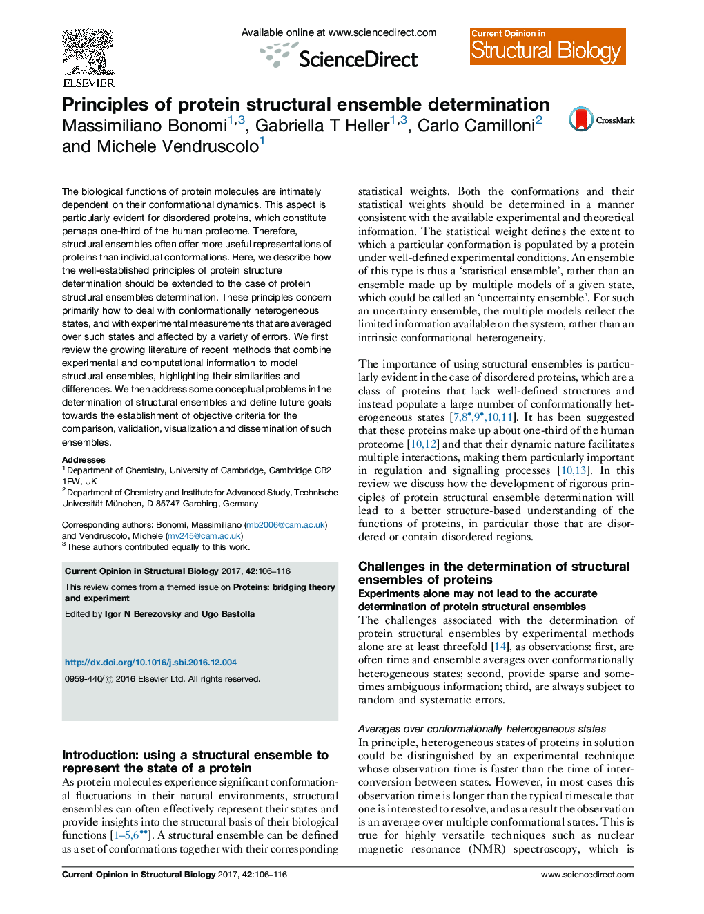 Principles of protein structural ensemble determination