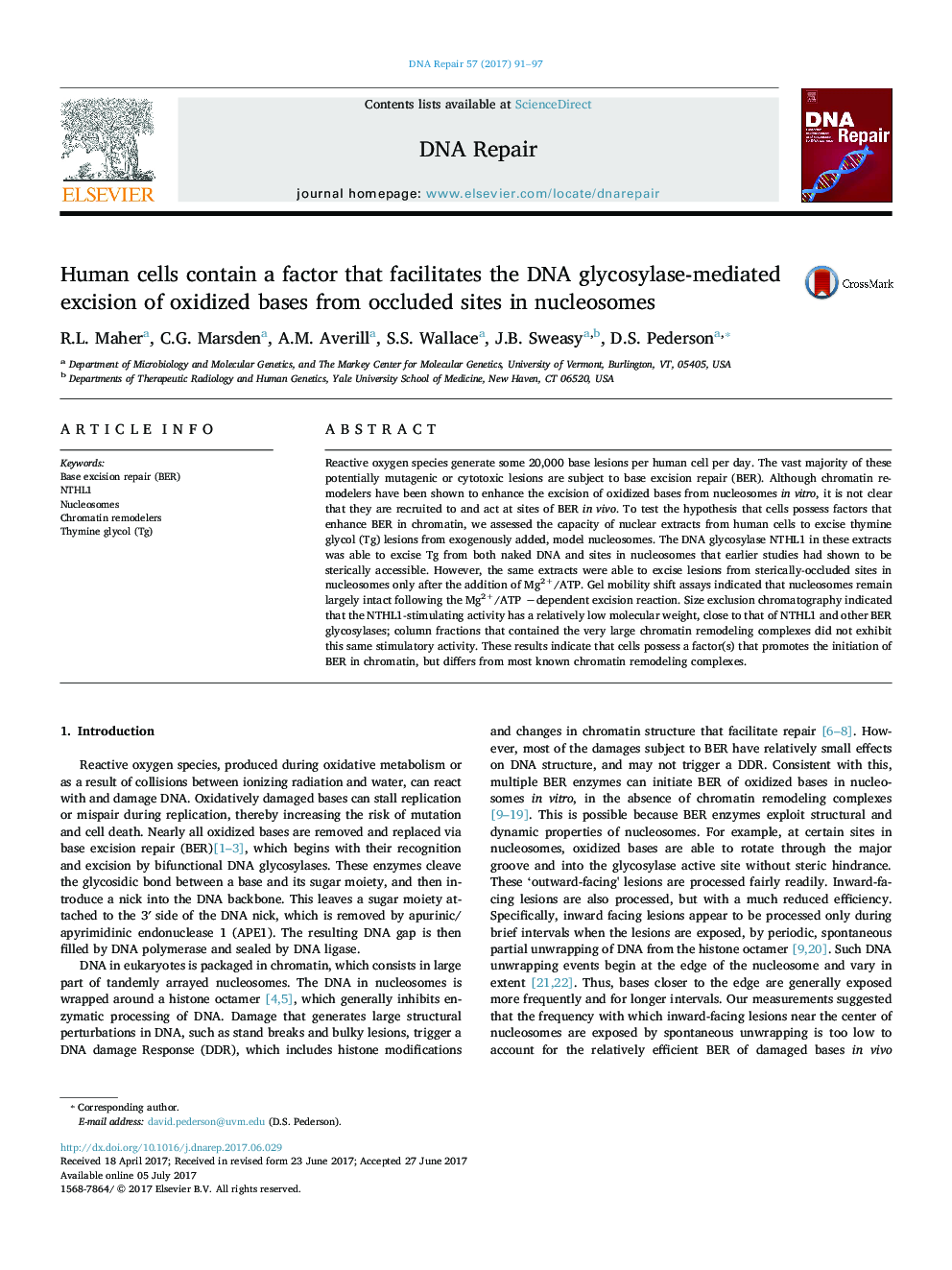 Human cells contain a factor that facilitates the DNA glycosylase-mediated excision of oxidized bases from occluded sites in nucleosomes