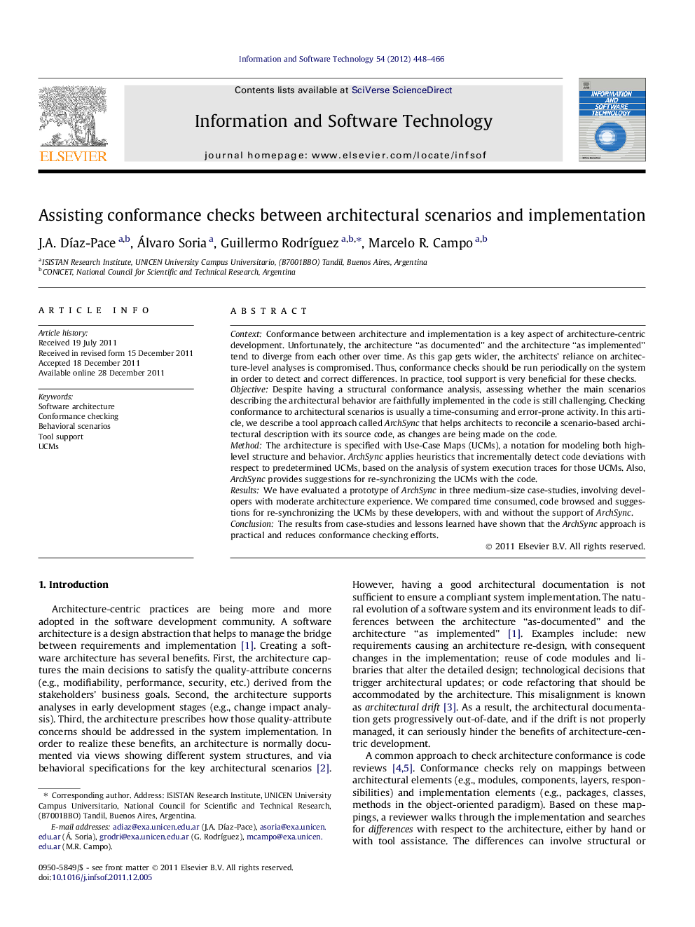 Assisting conformance checks between architectural scenarios and implementation