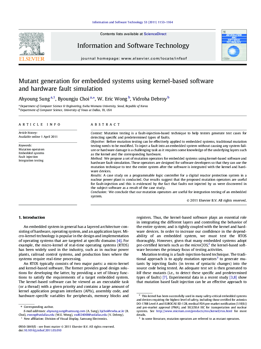 Mutant generation for embedded systems using kernel-based software and hardware fault simulation