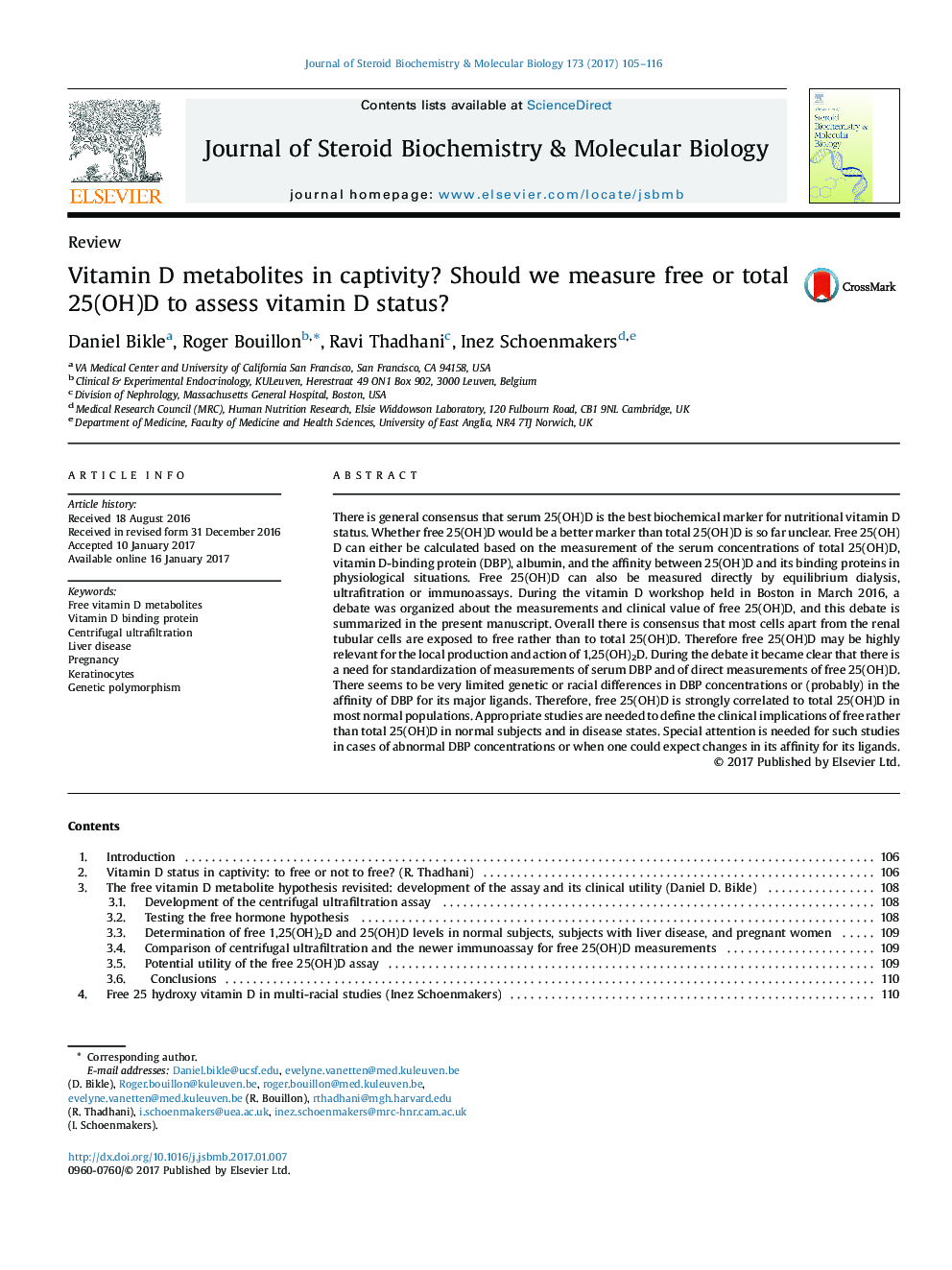 ReviewVitamin D metabolites in captivity? Should we measure free or total 25(OH)D to assess vitamin D status?