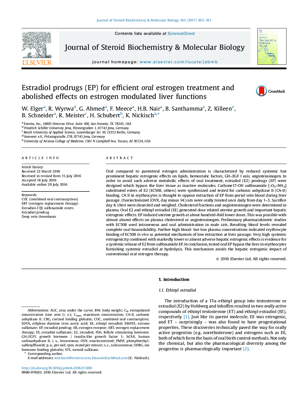 Estradiol prodrugs (EP) for efficient oral estrogen treatment and abolished effects on estrogen modulated liver functions