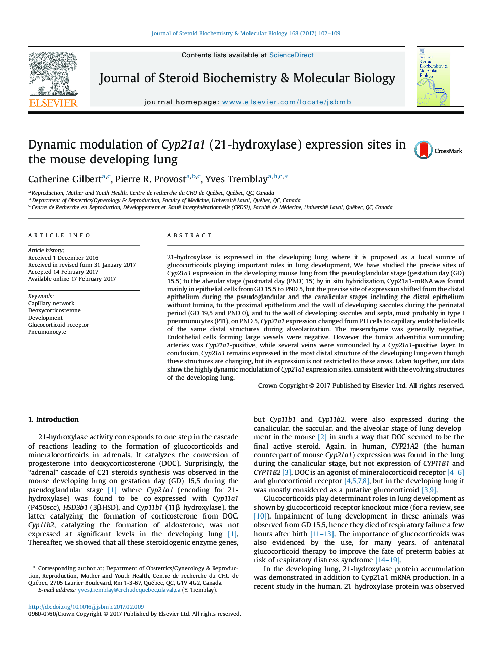 Dynamic modulation of Cyp21a1 (21-hydroxylase) expression sites in the mouse developing lung