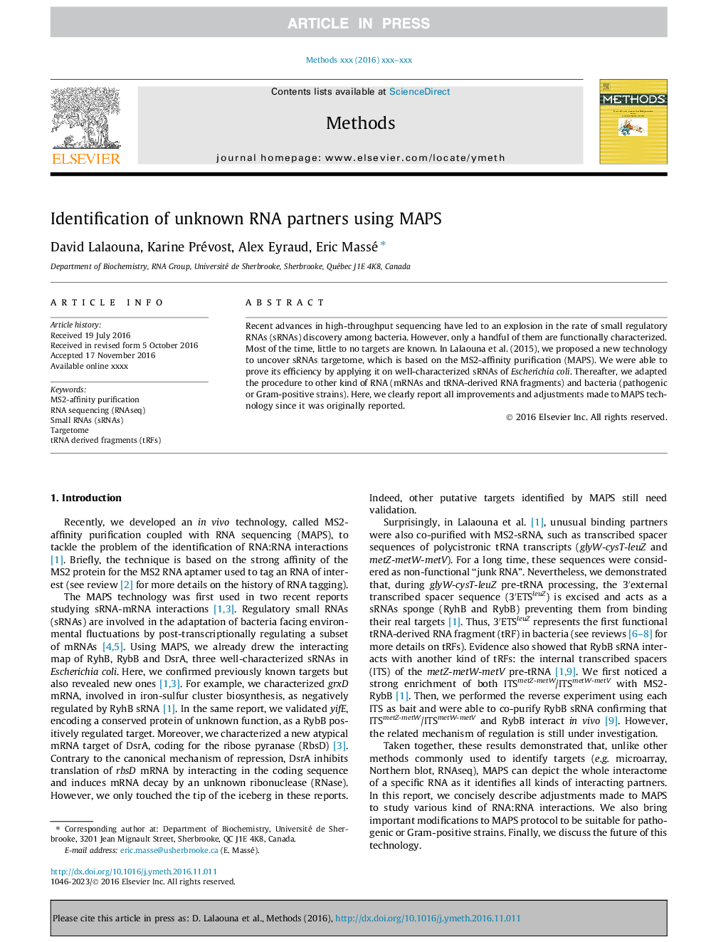 Identification of unknown RNA partners using MAPS