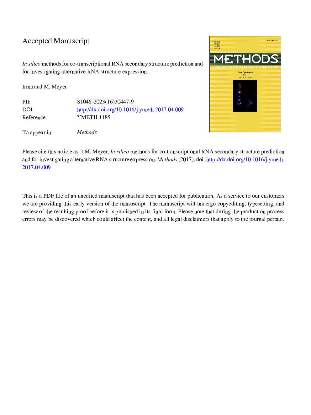 In silico methods for co-transcriptional RNA secondary structure prediction and for investigating alternative RNA structure expression