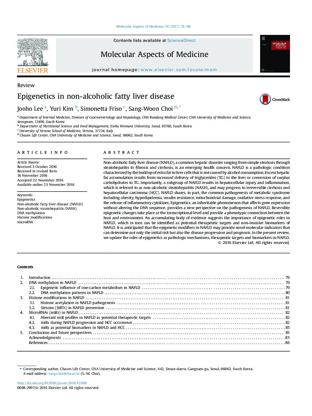 ReviewEpigenetics in non-alcoholic fatty liver disease