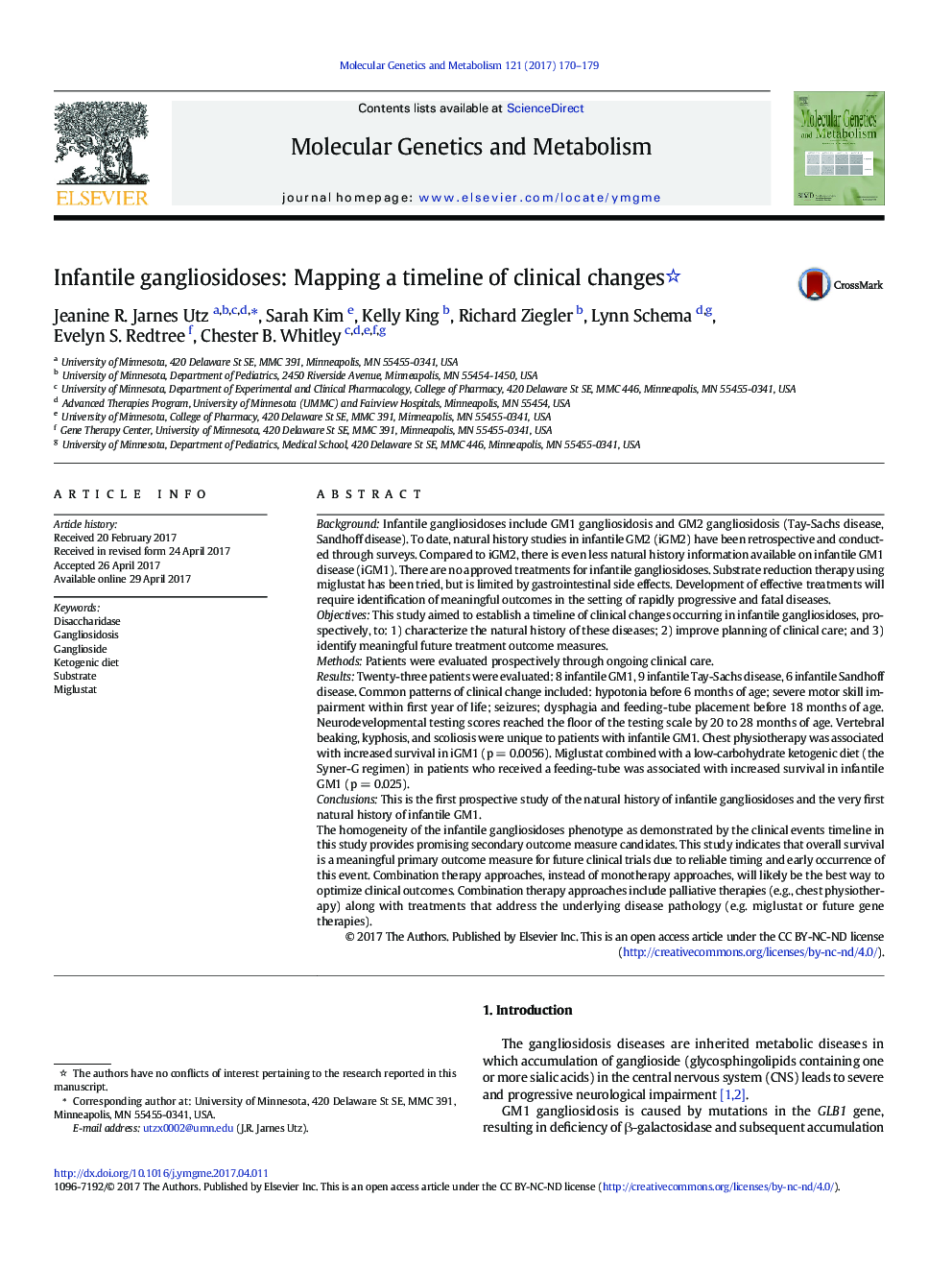 Infantile gangliosidoses: Mapping a timeline of clinical changes