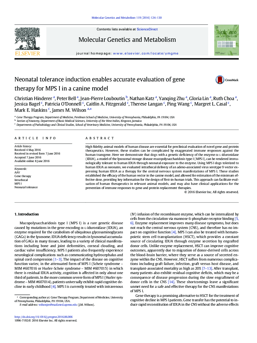 Neonatal tolerance induction enables accurate evaluation of gene therapy for MPS I in a canine model