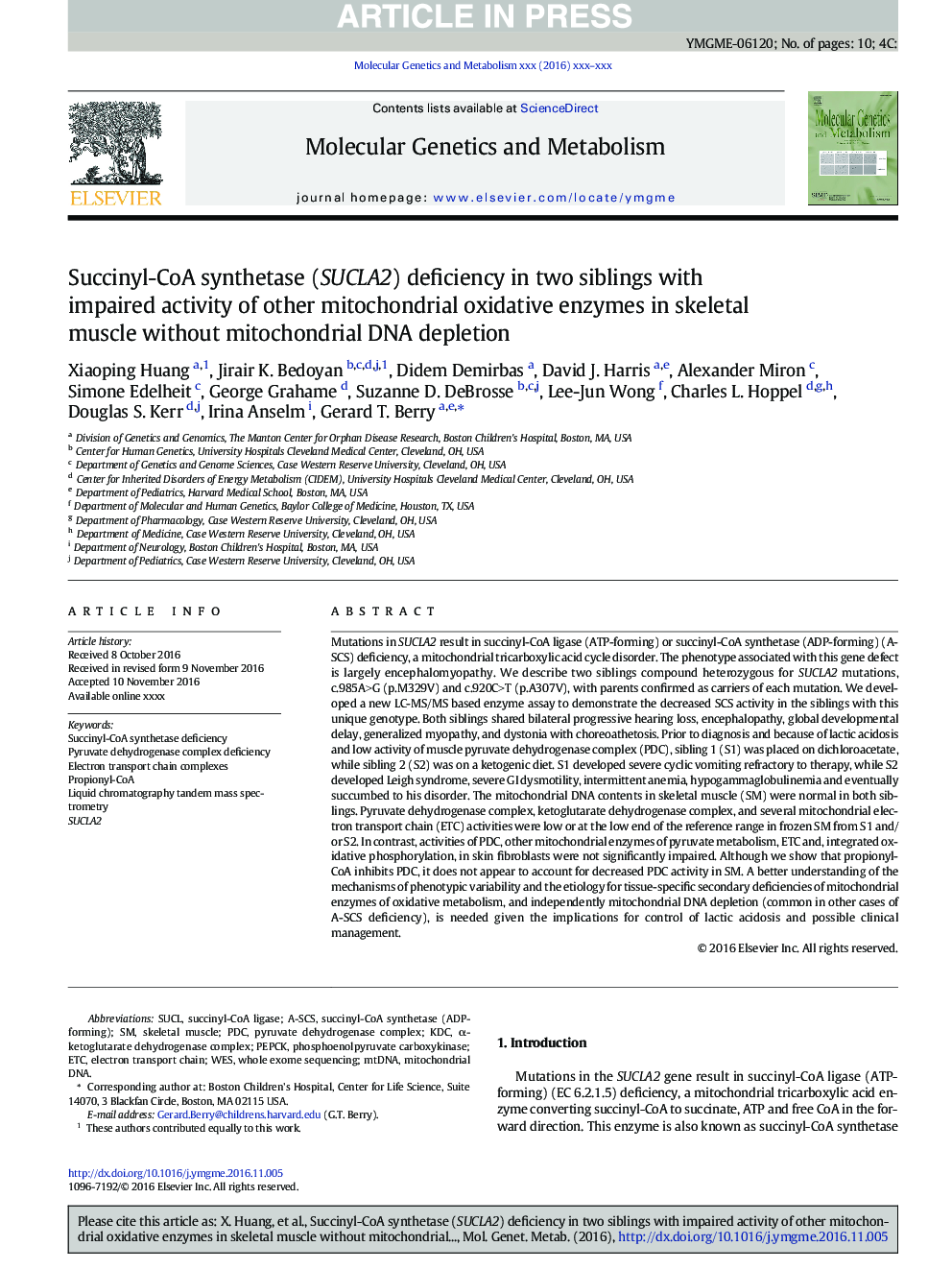 Succinyl-CoA synthetase (SUCLA2) deficiency in two siblings with impaired activity of other mitochondrial oxidative enzymes in skeletal muscle without mitochondrial DNA depletion