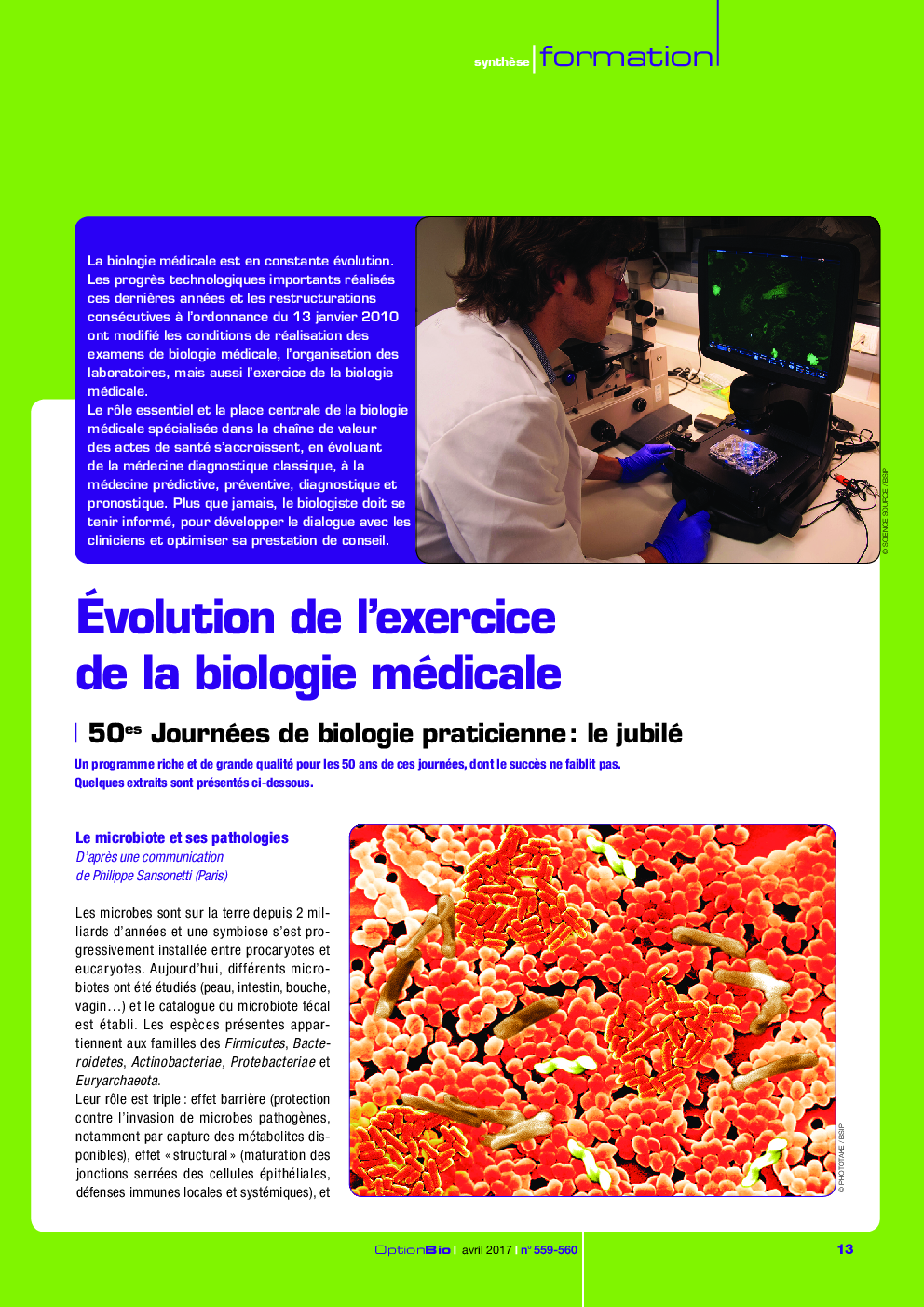 50es Journées de biologie praticienne : le jubilé