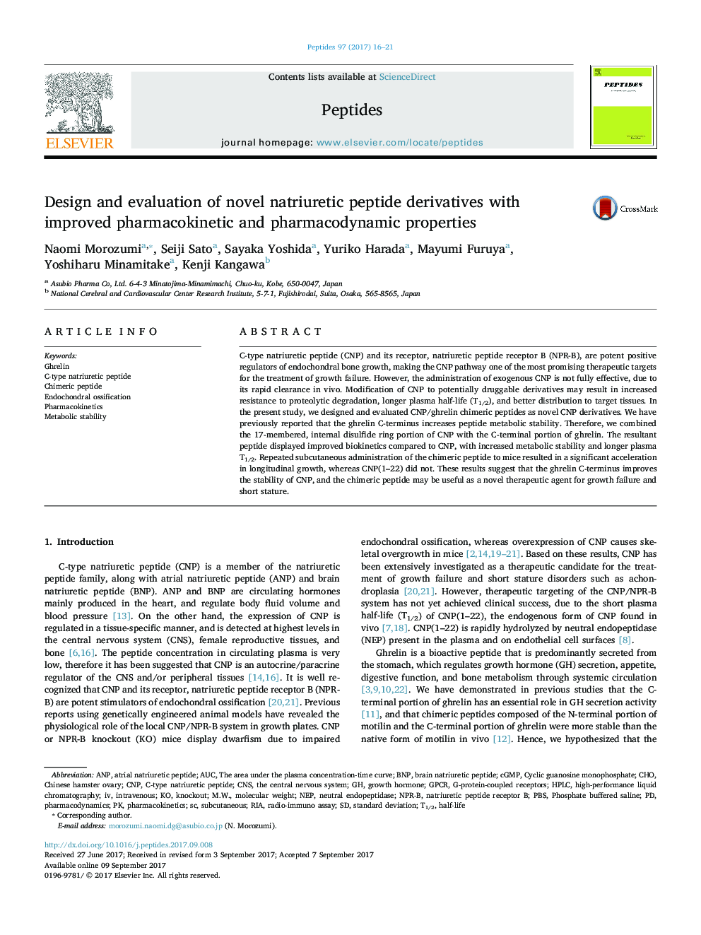 Design and evaluation of novel natriuretic peptide derivatives with improved pharmacokinetic and pharmacodynamic properties