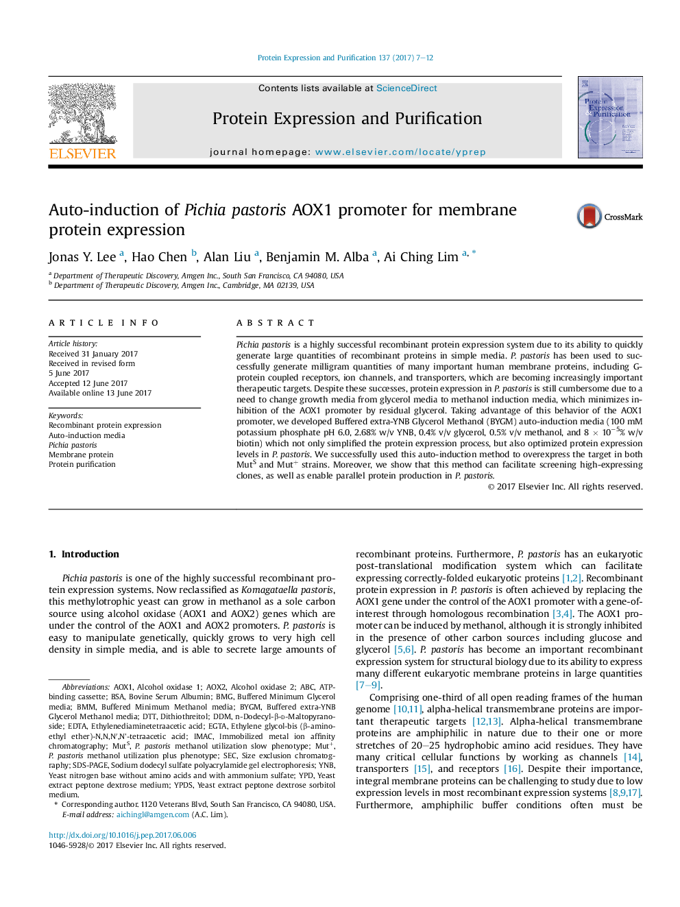 Auto-induction of Pichia pastoris AOX1 promoter for membrane protein expression