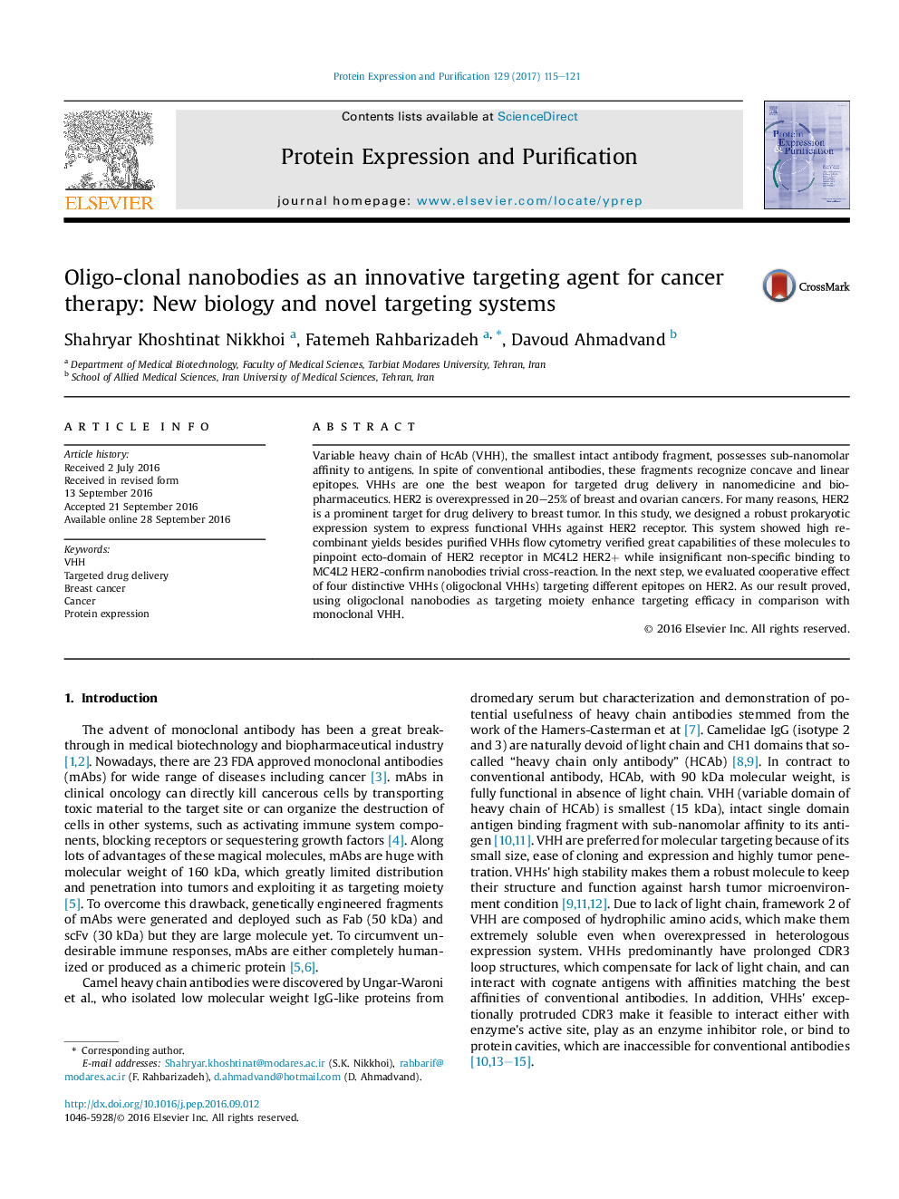 Oligo-clonal nanobodies as an innovative targeting agent for cancer therapy: New biology and novel targeting systems