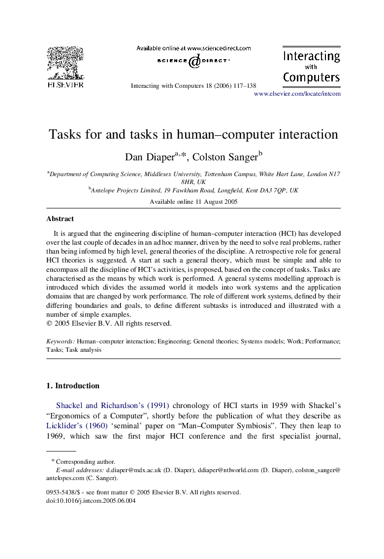 Tasks for and tasks in human–computer interaction