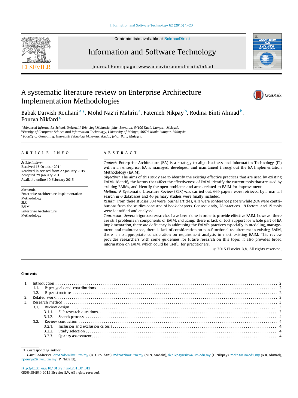 A systematic literature review on Enterprise Architecture Implementation Methodologies