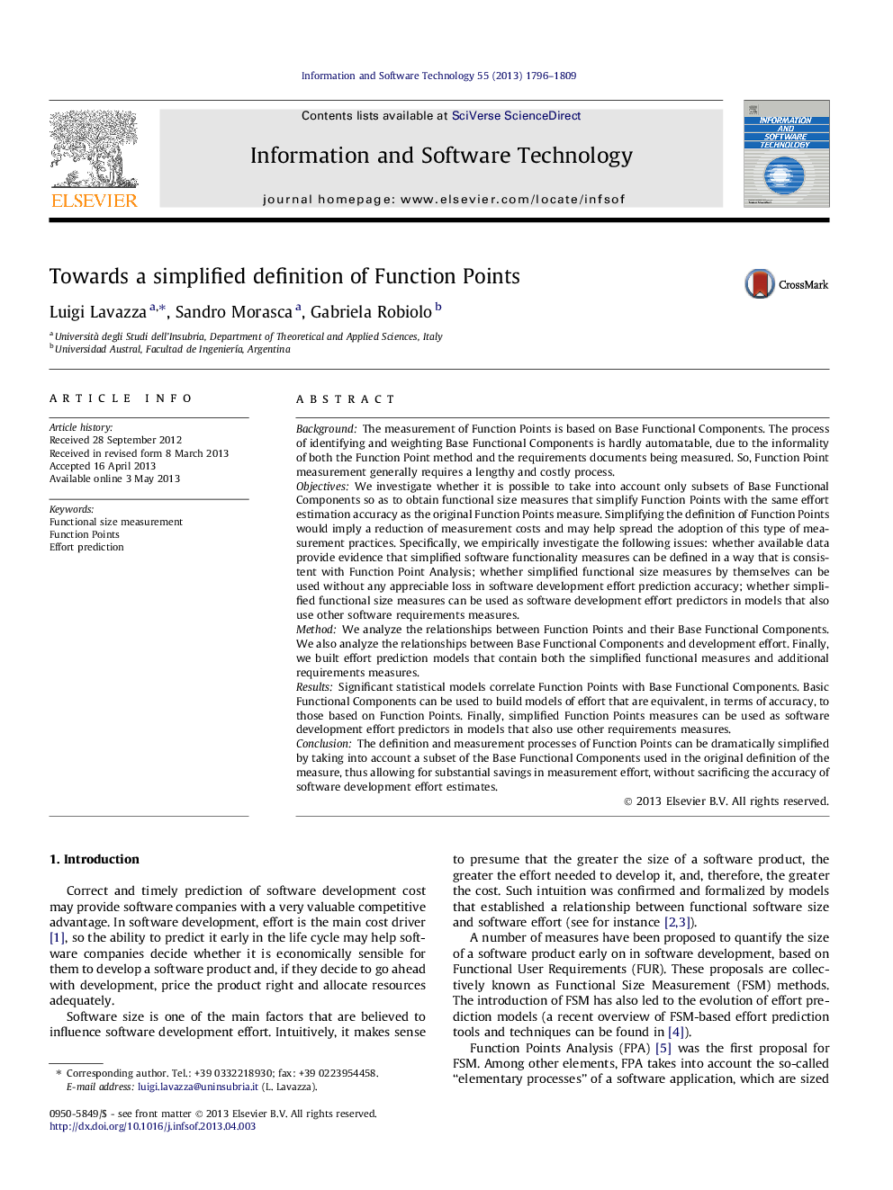 Towards a simplified definition of Function Points