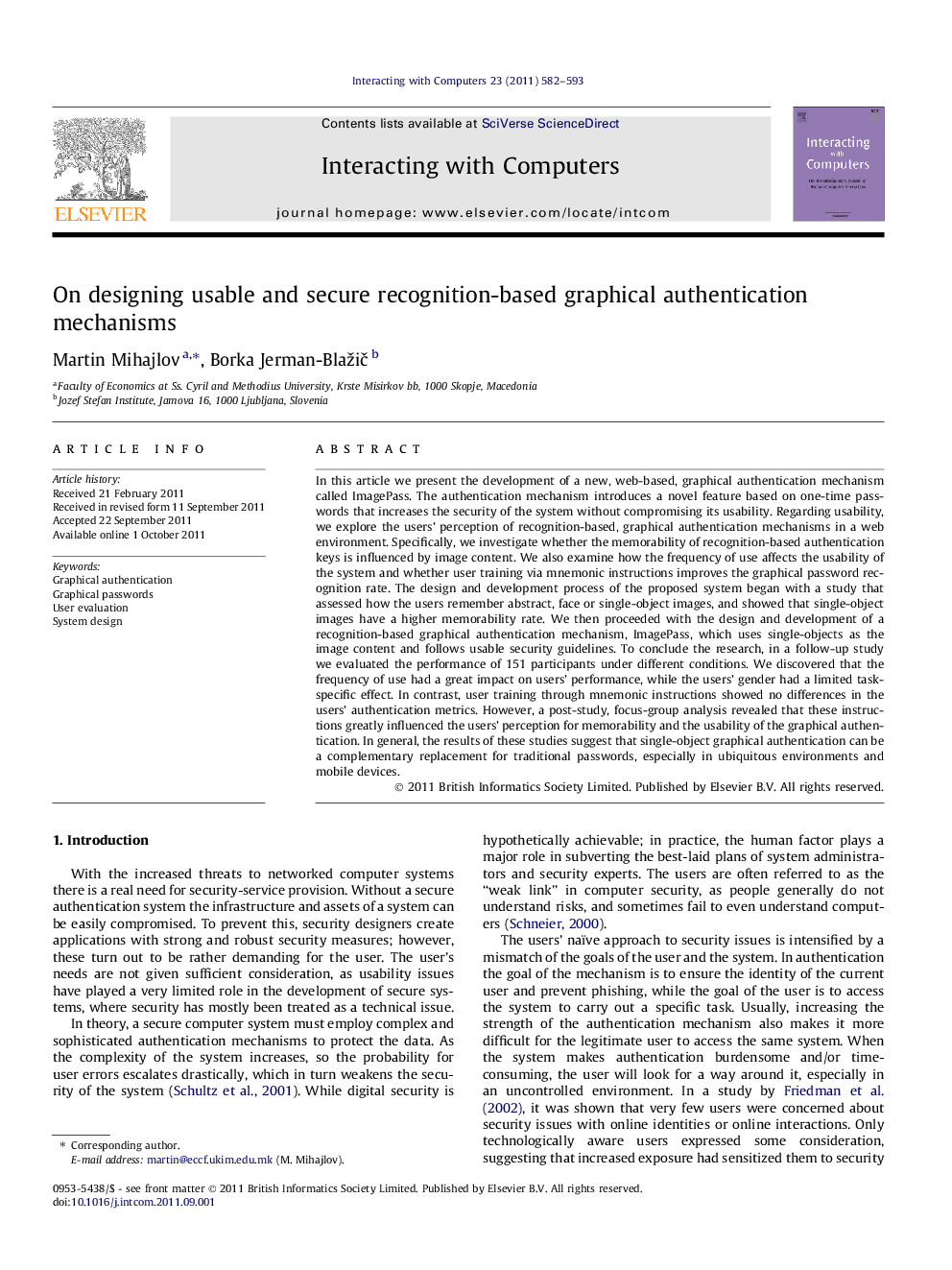 On designing usable and secure recognition-based graphical authentication mechanisms