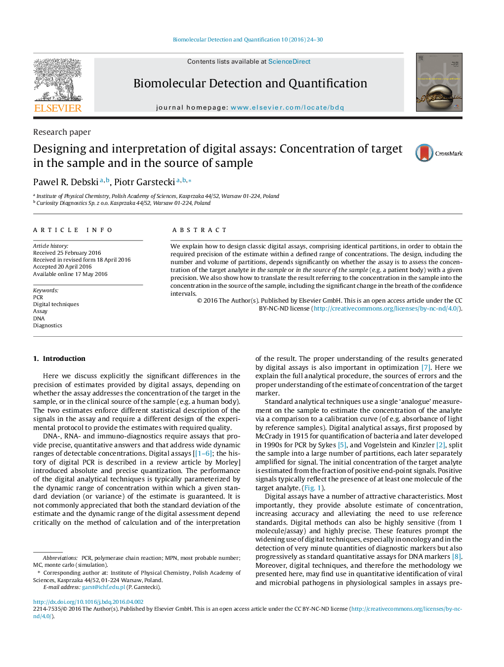 Designing and interpretation of digital assays: Concentration of target in the sample and in the source of sample