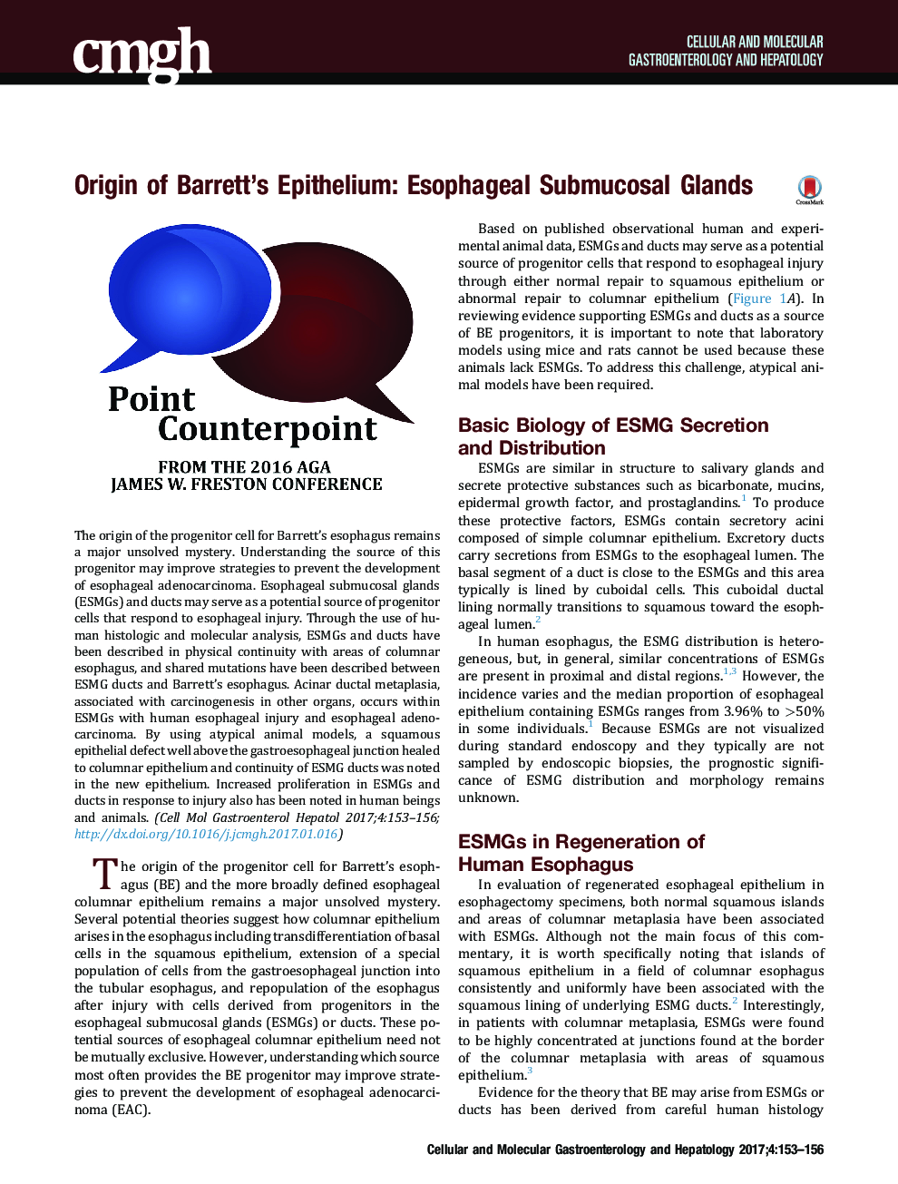 Origin of Barrett's Epithelium: Esophageal Submucosal Glands