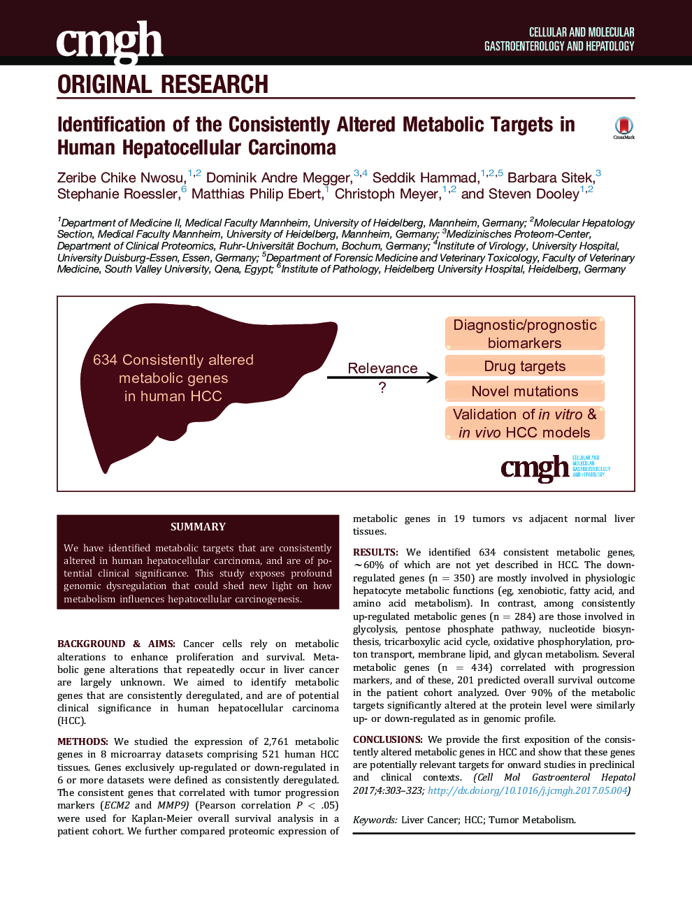 Identification of the Consistently Altered Metabolic Targets in Human Hepatocellular Carcinoma