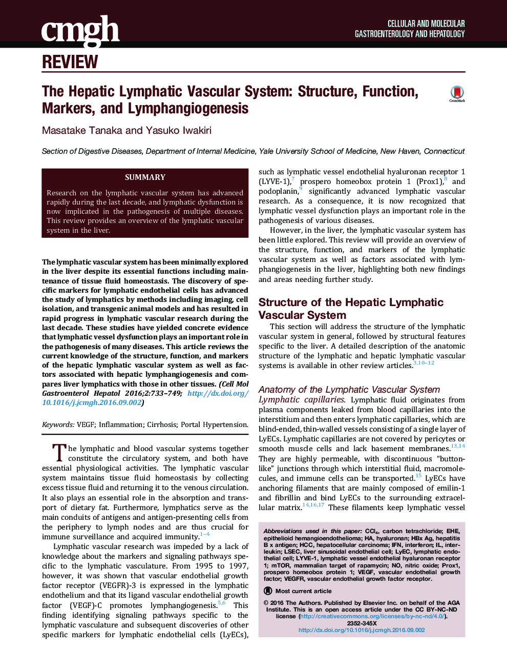 The Hepatic Lymphatic Vascular System: Structure, Function, Markers, and Lymphangiogenesis