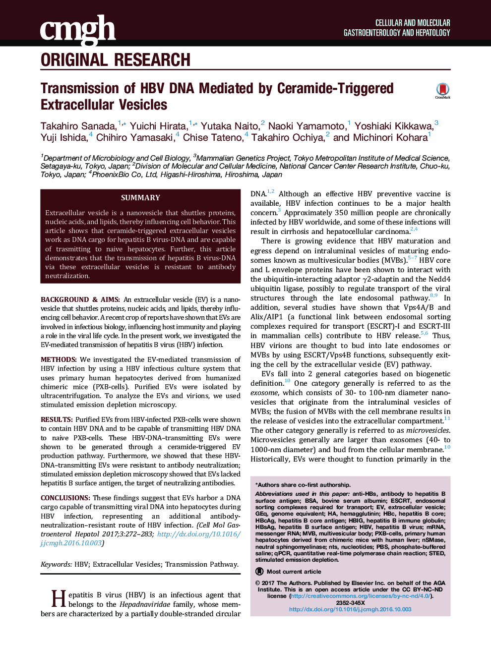 Transmission of HBV DNA Mediated by Ceramide-Triggered Extracellular Vesicles