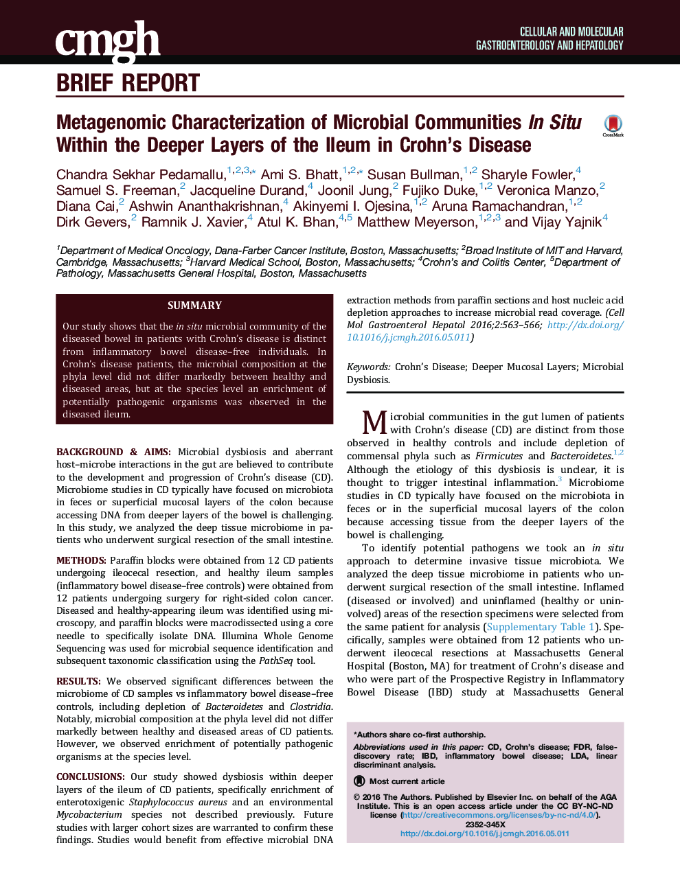 Metagenomic Characterization of Microbial Communities In Situ Within the Deeper Layers of the Ileum in Crohn's Disease