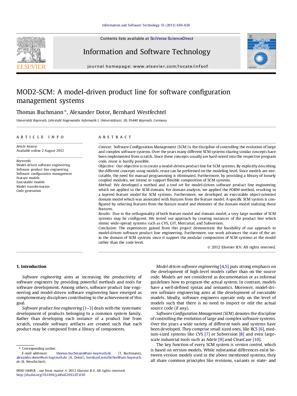 MOD2-SCM: A model-driven product line for software configuration management systems