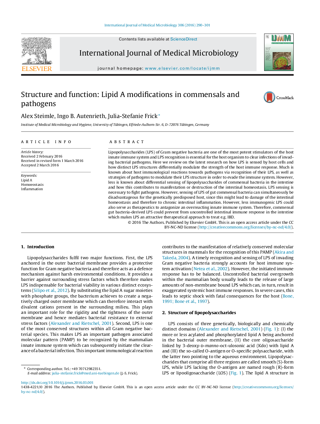 Structure and function: Lipid A modifications in commensals and pathogens