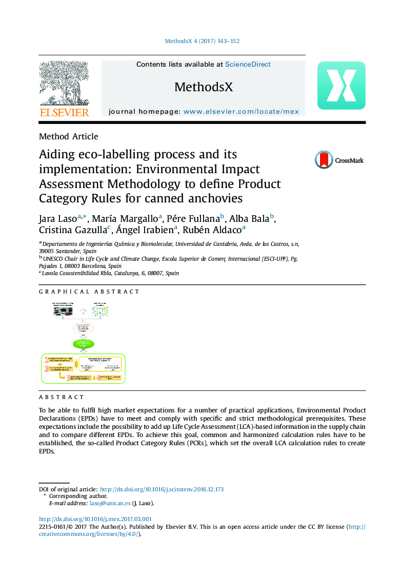 Aiding eco-labelling process and its implementation: Environmental Impact Assessment Methodology to define Product Category Rules for canned anchovies