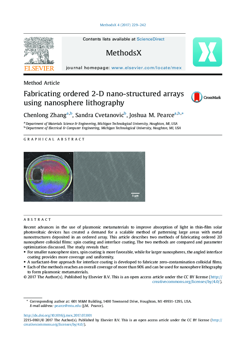 Fabricating ordered 2-D nano-structured arrays using nanosphere lithography