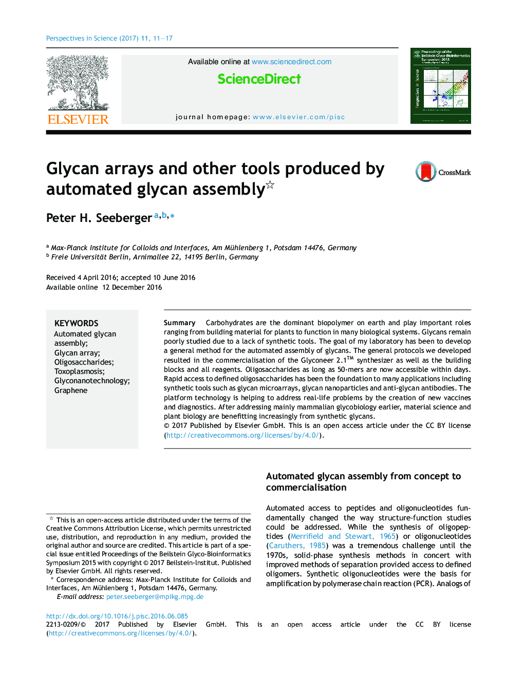 Glycan arrays and other tools produced by automated glycan assembly