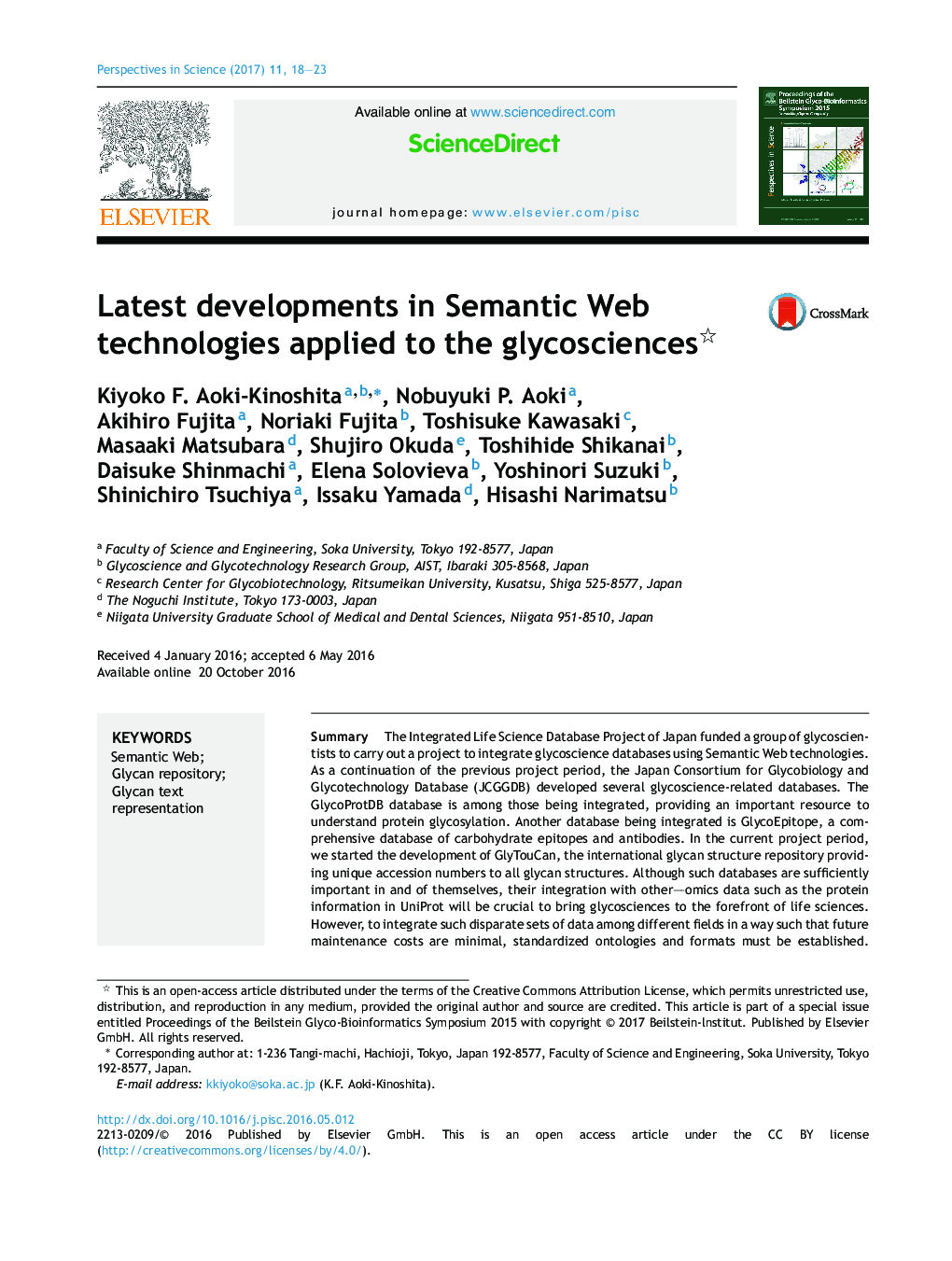 Latest developments in Semantic Web technologies applied to the glycosciences