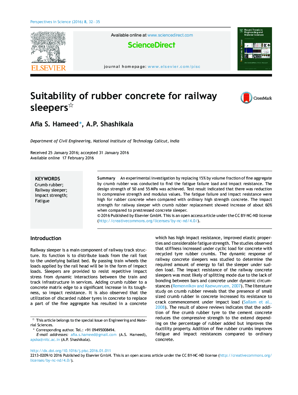 Suitability of rubber concrete for railway sleepers