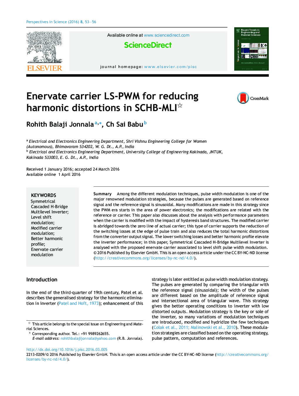 Enervate carrier LS-PWM for reducing harmonic distortions in SCHB-MLI