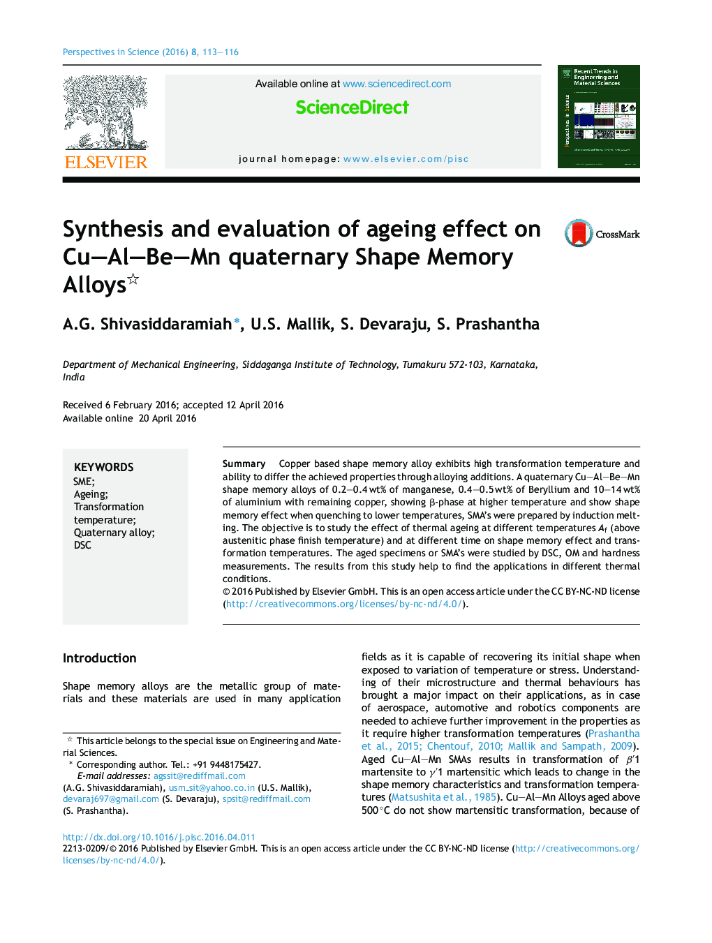 Synthesis and evaluation of ageing effect on Cu-Al-Be-Mn quaternary Shape Memory Alloys