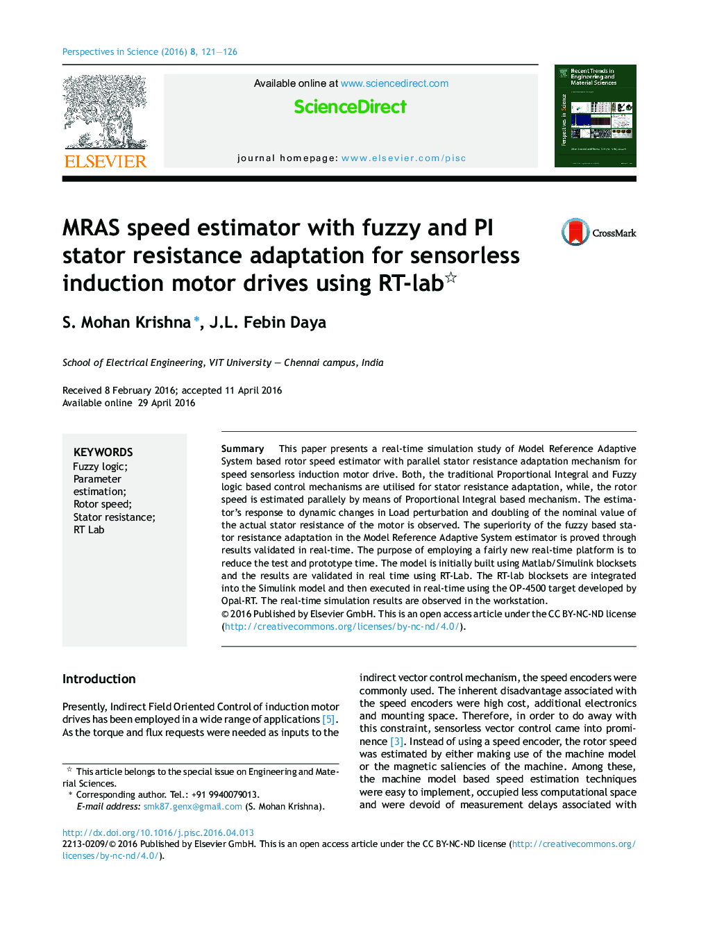 MRAS speed estimator with fuzzy and PI stator resistance adaptation for sensorless induction motor drives using RT-lab