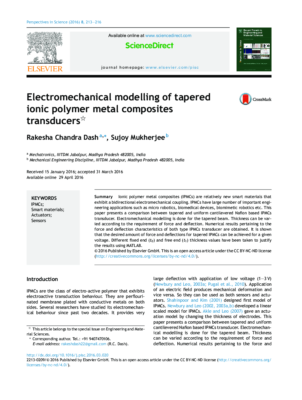 Electromechanical modelling of tapered ionic polymer metal composites transducers