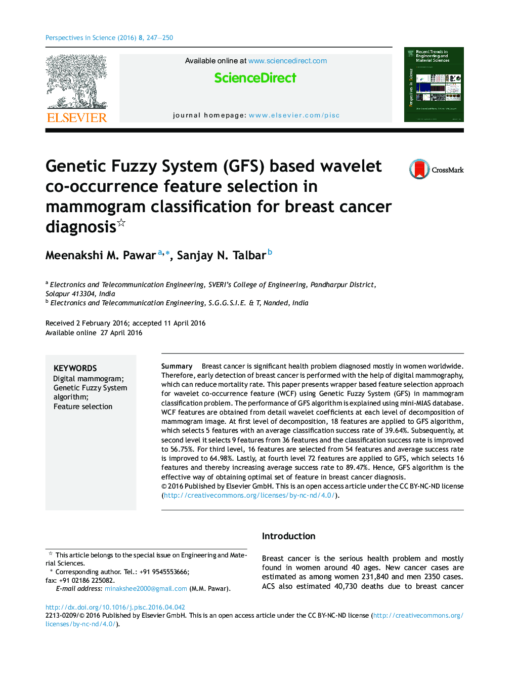 Genetic Fuzzy System (GFS) based wavelet co-occurrence feature selection in mammogram classification for breast cancer diagnosis