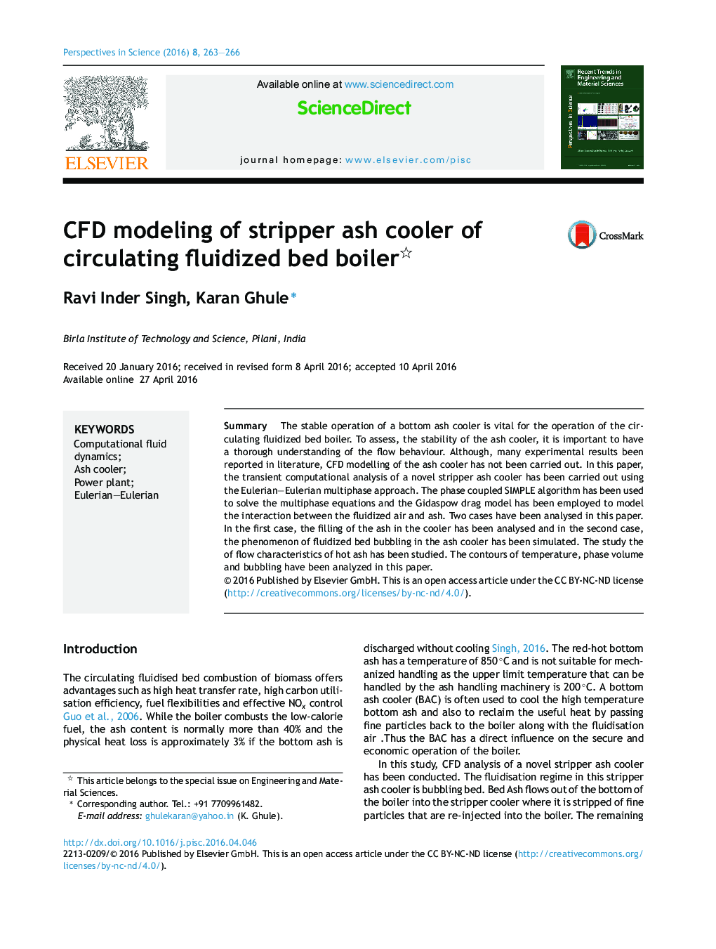 CFD modeling of stripper ash cooler of circulating fluidized bed boiler