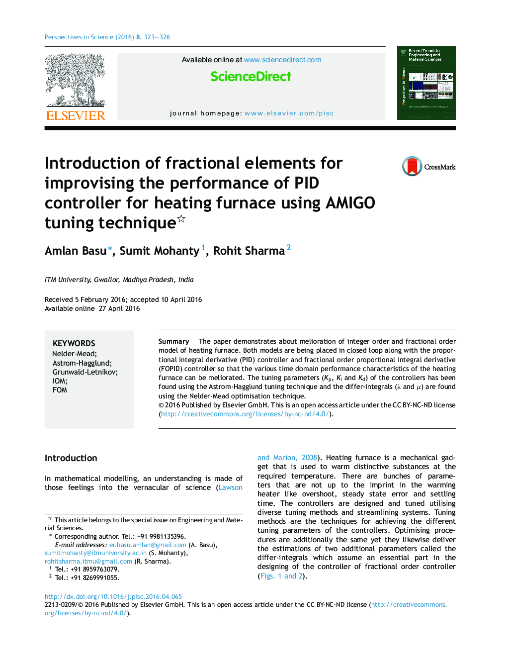 Introduction of fractional elements for improvising the performance of PID controller for heating furnace using AMIGO tuning technique