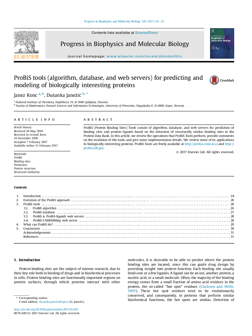 ProBiS tools (algorithm, database, and web servers) for predicting and modeling of biologically interesting proteins