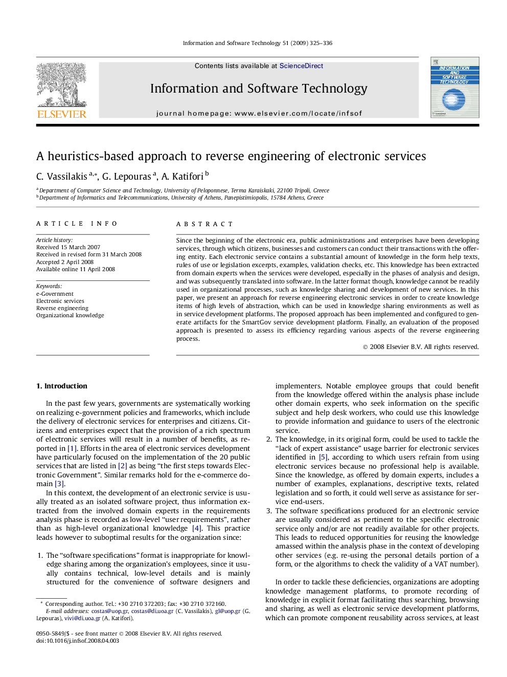 A heuristics-based approach to reverse engineering of electronic services