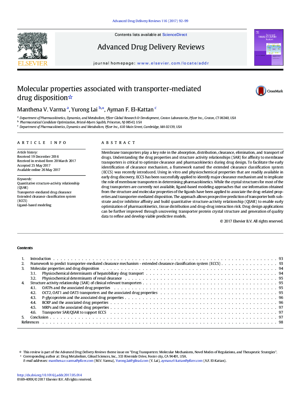 Molecular properties associated with transporter-mediated drug disposition