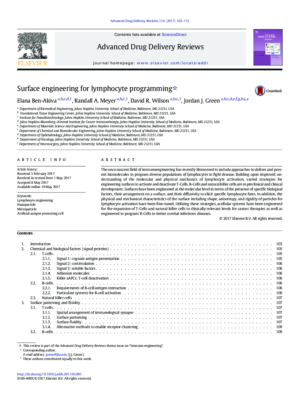 Surface engineering for lymphocyte programming