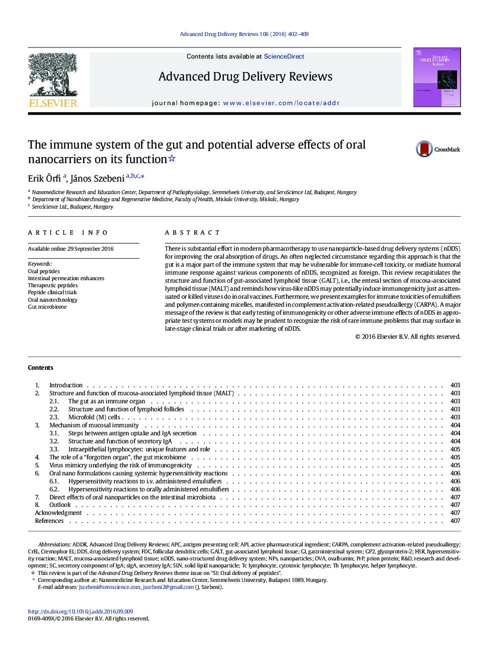 The immune system of the gut and potential adverse effects of oral nanocarriers on its function