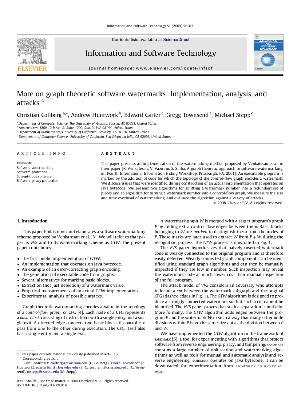 More on graph theoretic software watermarks: Implementation, analysis, and attacks 